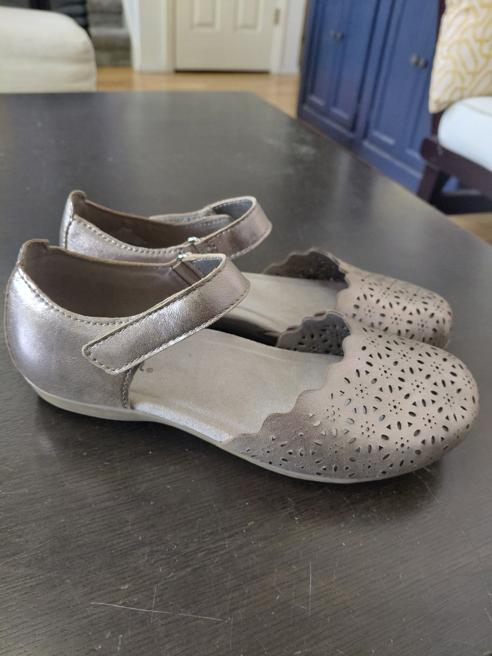 Earth Metallic Taupe Mary Jane Flats